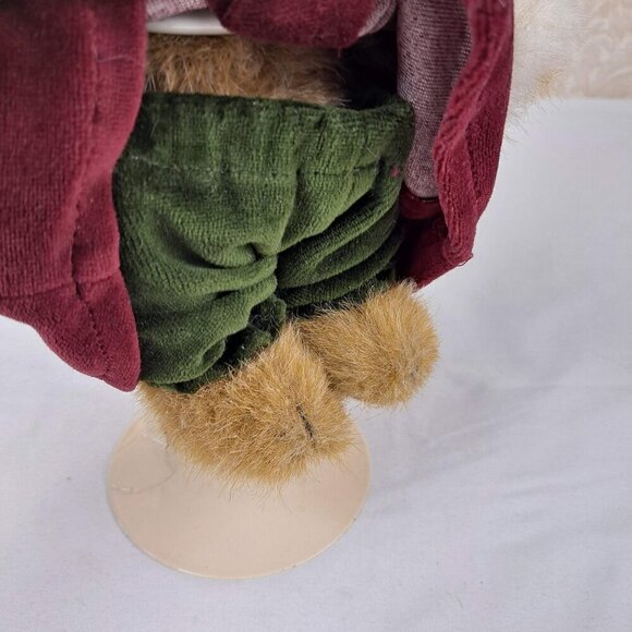 Boyds Bear The Archive Series 1990-1998 Vintage Red Velvet Coat Faux Fur w/Stand - Picture 10 of 14
